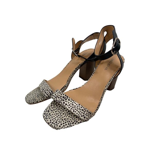 Indigo Rd. Women’s 8.5M Leopard Print & Black Ankle Strap Block Heel Sandals - Picture 1 of 9